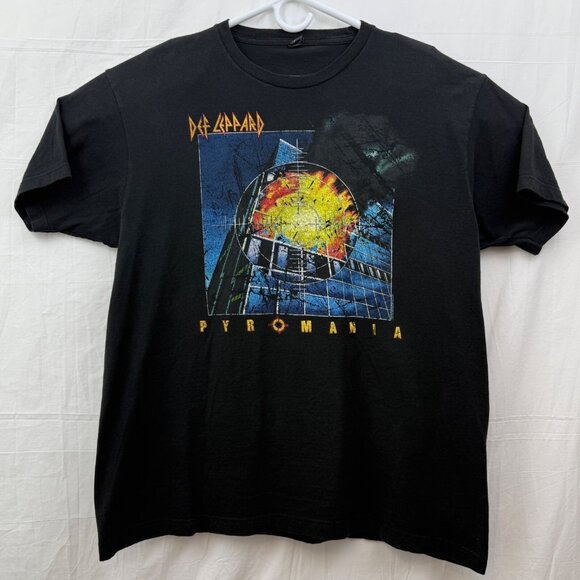 Def Leppard Pyromania Album Retro Graphic Tee Unisex XL Black Tultex - Picture 1 of 7